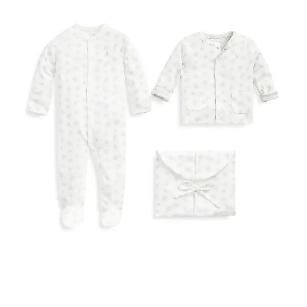 Ralph Lauren Baby's 3-Piece Organic Cotton Toy Print Gift Set Quartz Heather